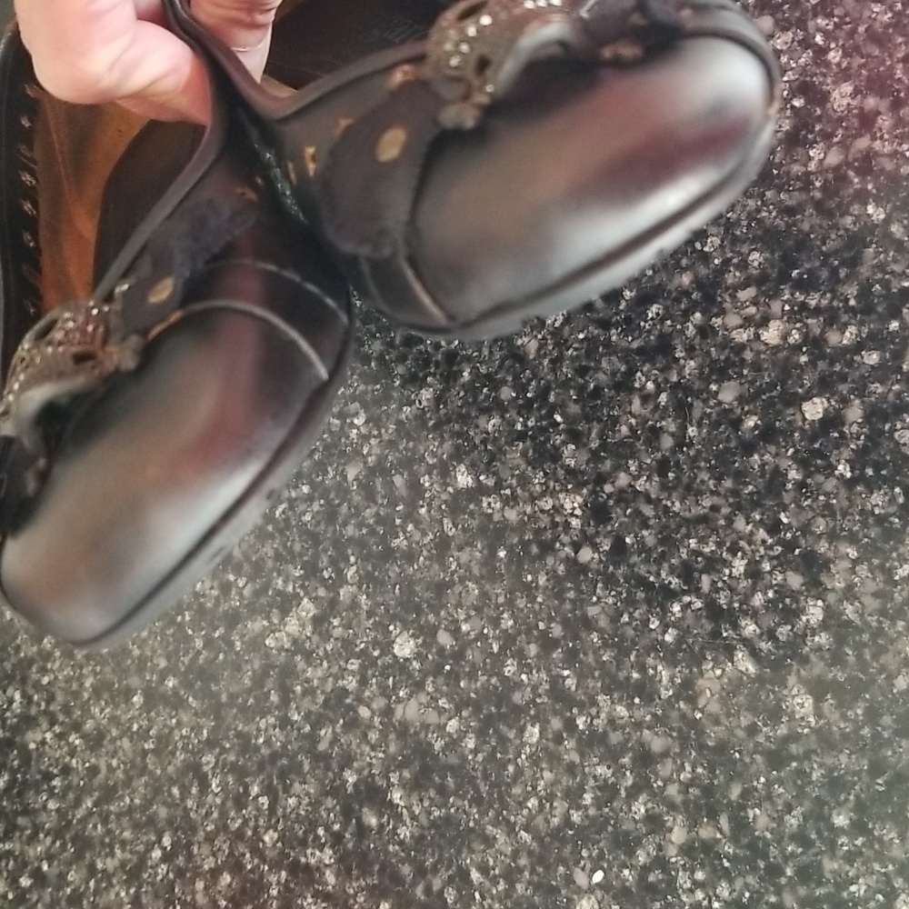 Pedro Garcia "Ildara" Black Avalon Crystal Leather Skull Flats - Picture 5 of 8